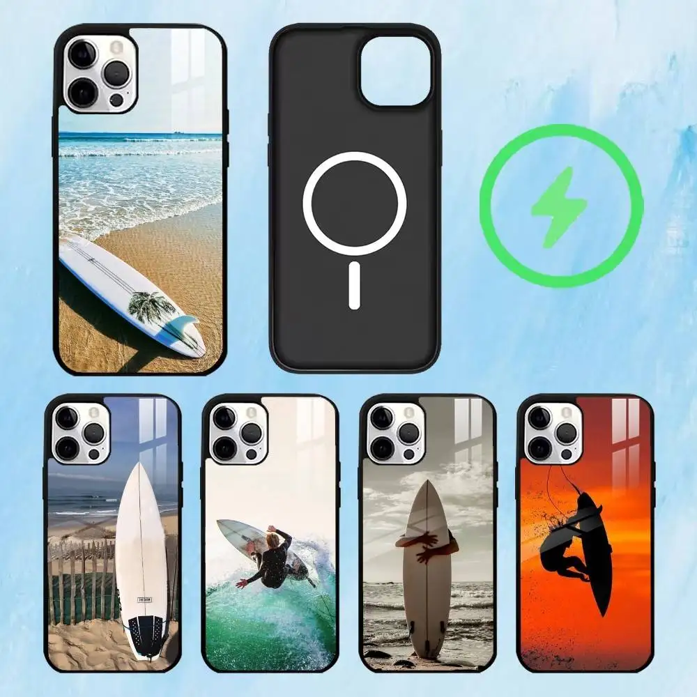 

S-Surf S-Surfboard Phone Case For iPhone17,16,15,14,13,12,11 Plus,Pro Max Magnetic For Magsafe Wireless Charging
