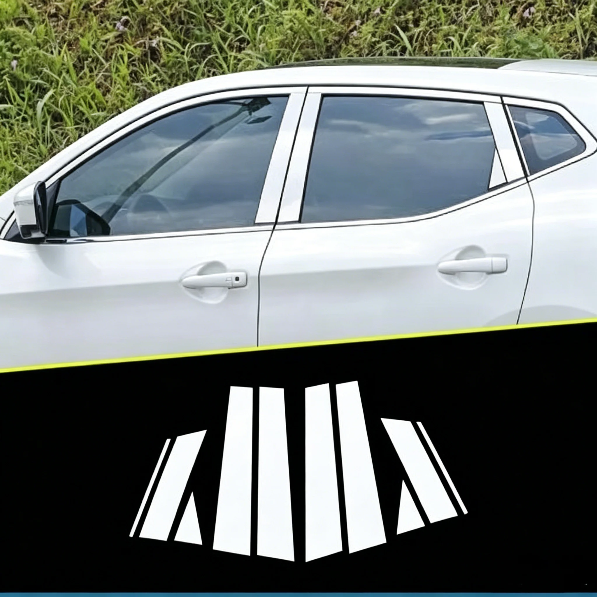 

304# Stainless Steel 10PCS Car Window B&C Pillar decoration Cover Trim Cover Protector Stickers For Nissan Qashqai 2016-2022