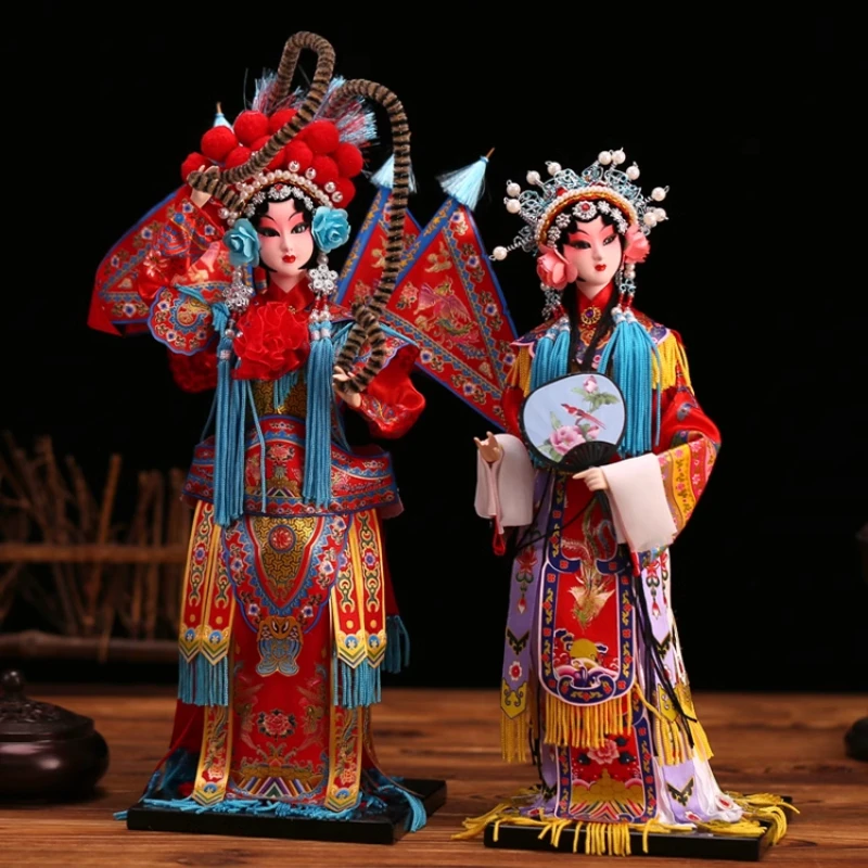 

Chinese Style Characteristic Silk Figurine Doll Ornament Small Gift Peking Opera Figure Mask Chinese Traditional Handicrafts