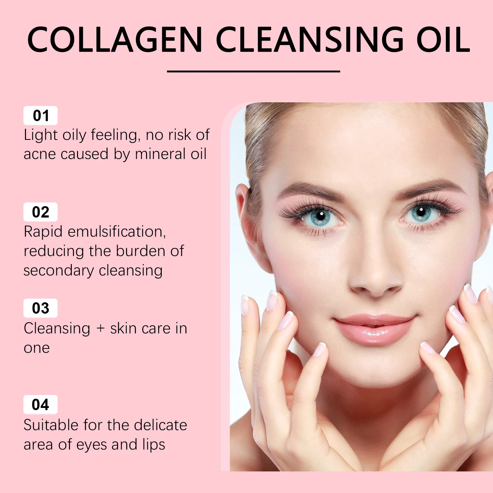 Huile démaquillante au collagène, huile de jojoba, démaquillante, nettoyage en profondeur des pores, saleté, doux, émulsifiant quotidien, nettoyant pour le visage, cosmétique
