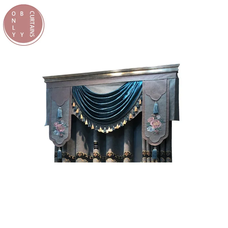 

Embroidery Valance for Curtain European-style Luxury Jacquard Valance Curtains Living Room Bedroom