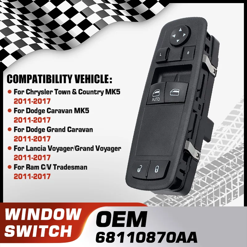 

68110870AA For Chrysler Town & Country Dodge Caravan Dodge Grand Caravan Lancia Voyager 2011-2017 Power Window Control Switch