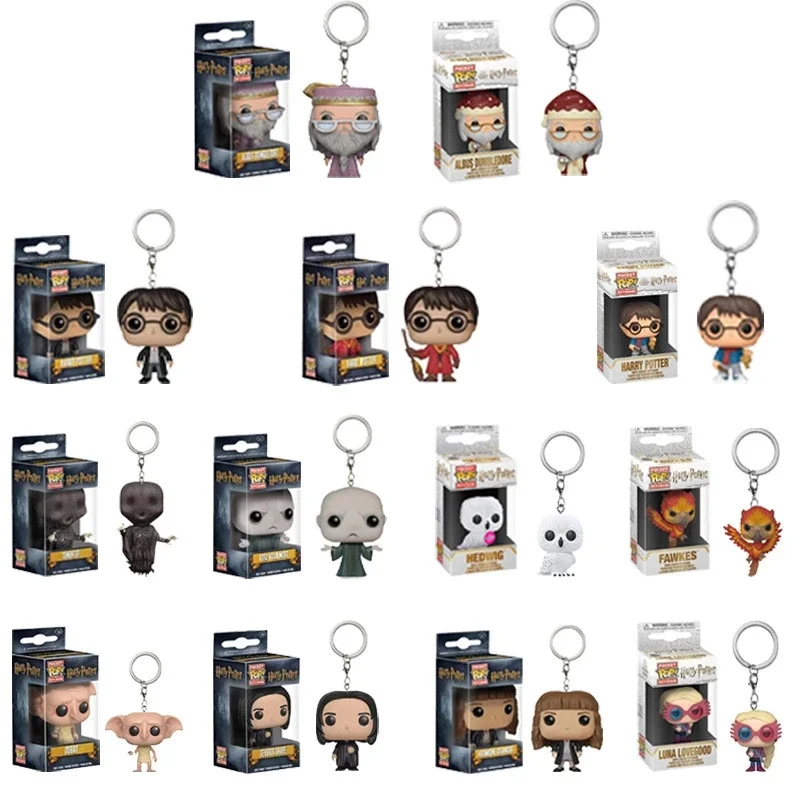 FUNKO Pocket Keychains Harry Snape Luna Albus Dumbledore Potter Hermione Ron Hedwig Ginny Weasley Action Figure Toys