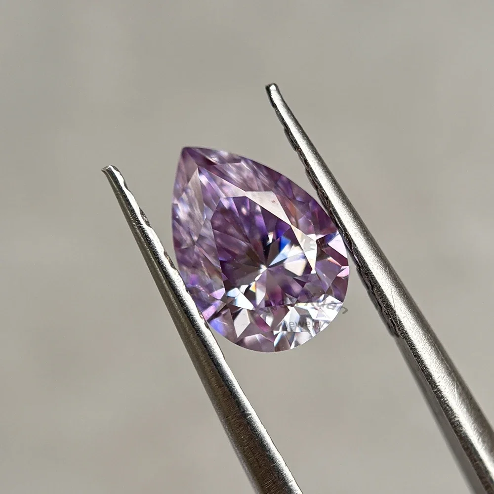 

Pear Cut Bright Purple Color VVS1 Loose Moissanite Stone Gemstone 4x6-9x13mm 0.5-5ct Real jewelry GRA Certificate