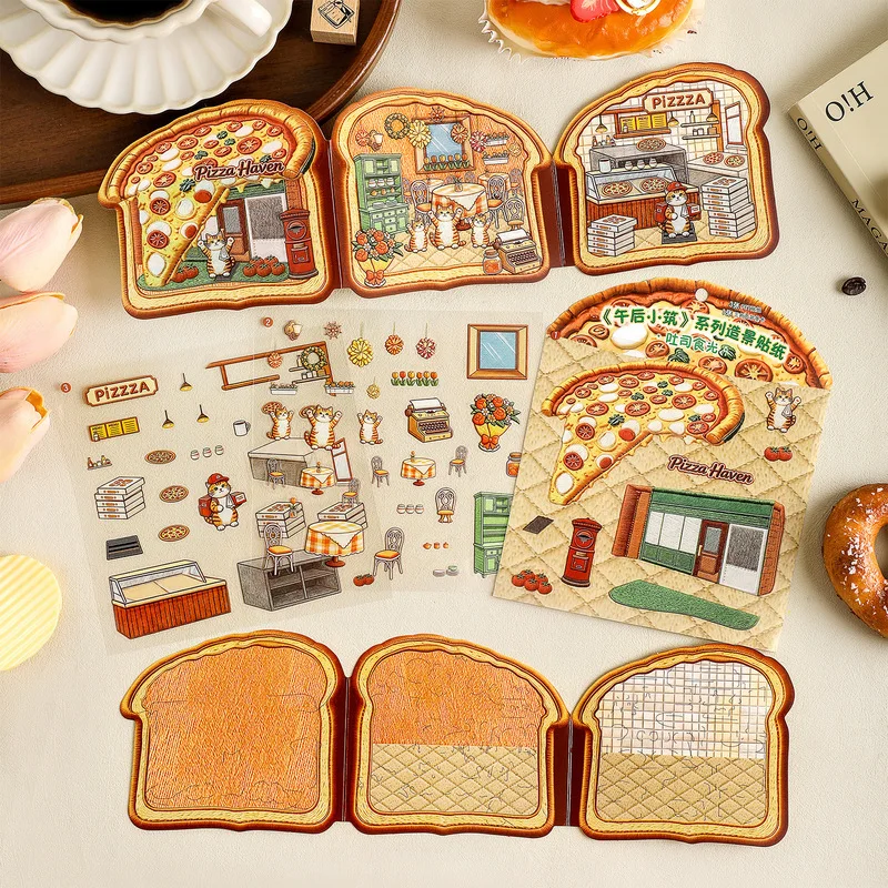 1pack/4pcs Mini Cozy Store 3D Raised Sticker Set, Multipurpose DIY Decor for Photo Album Making Stickers