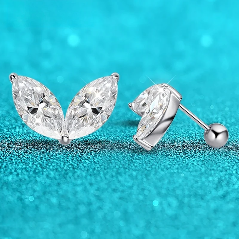 

0.3-1CT Marquise Cut Real Moissanite Stud Earrings for Women Party 14k Plated Lab Diamond Earring Silver Jewelry S925