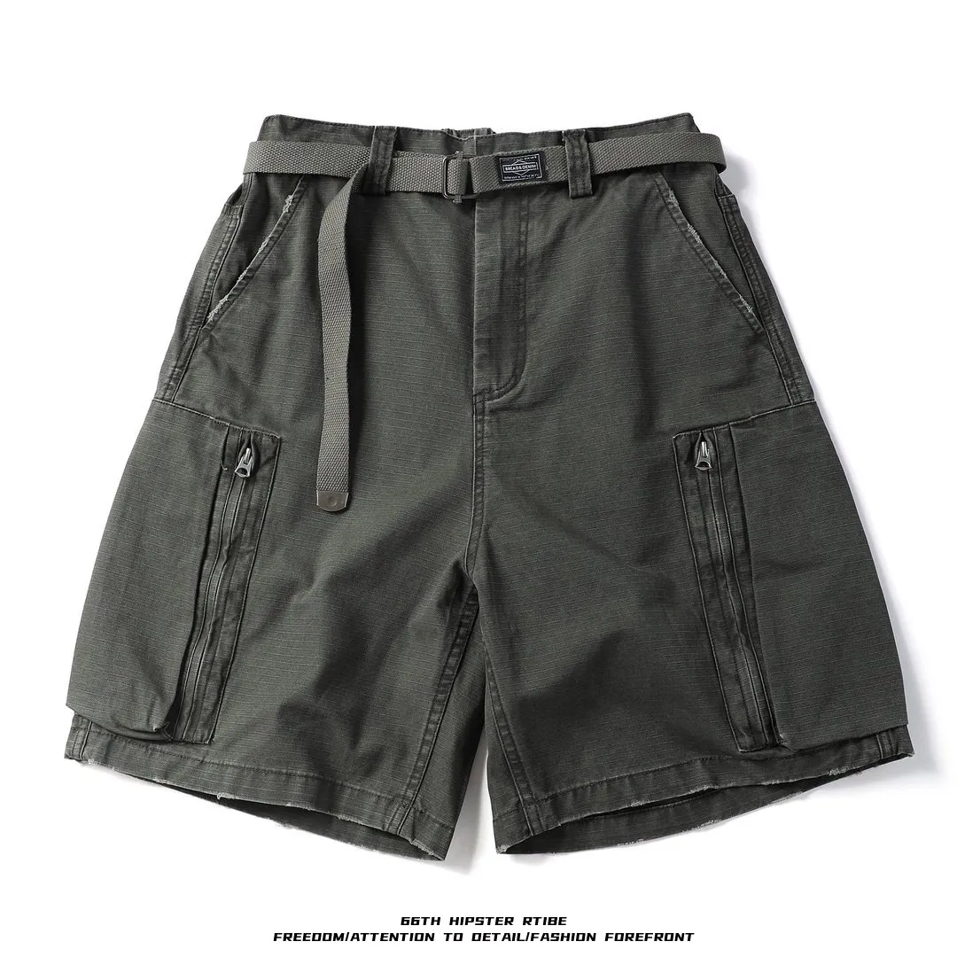 

26SS Japanese Cargo Shorts Amekaji Loose Fit 100% Cotton Multi-Pocket 5/10 Length Casual Shorts for Men Summer American Vintage