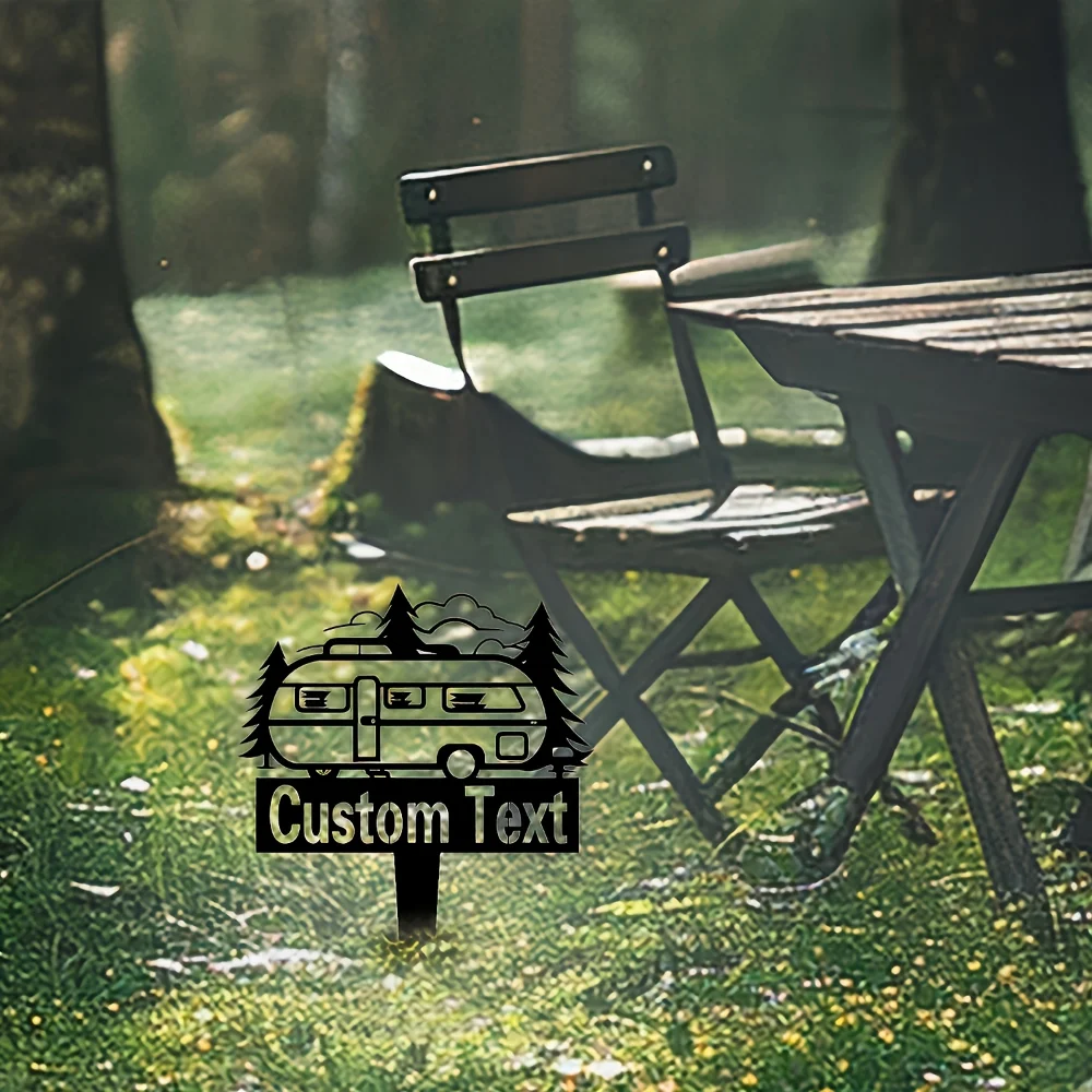 Unique Customizable Outdoor Metal Sign Waterproof Heat Resistant with Camping Design Ideal for Campers RV Lovers and Lawn Decor