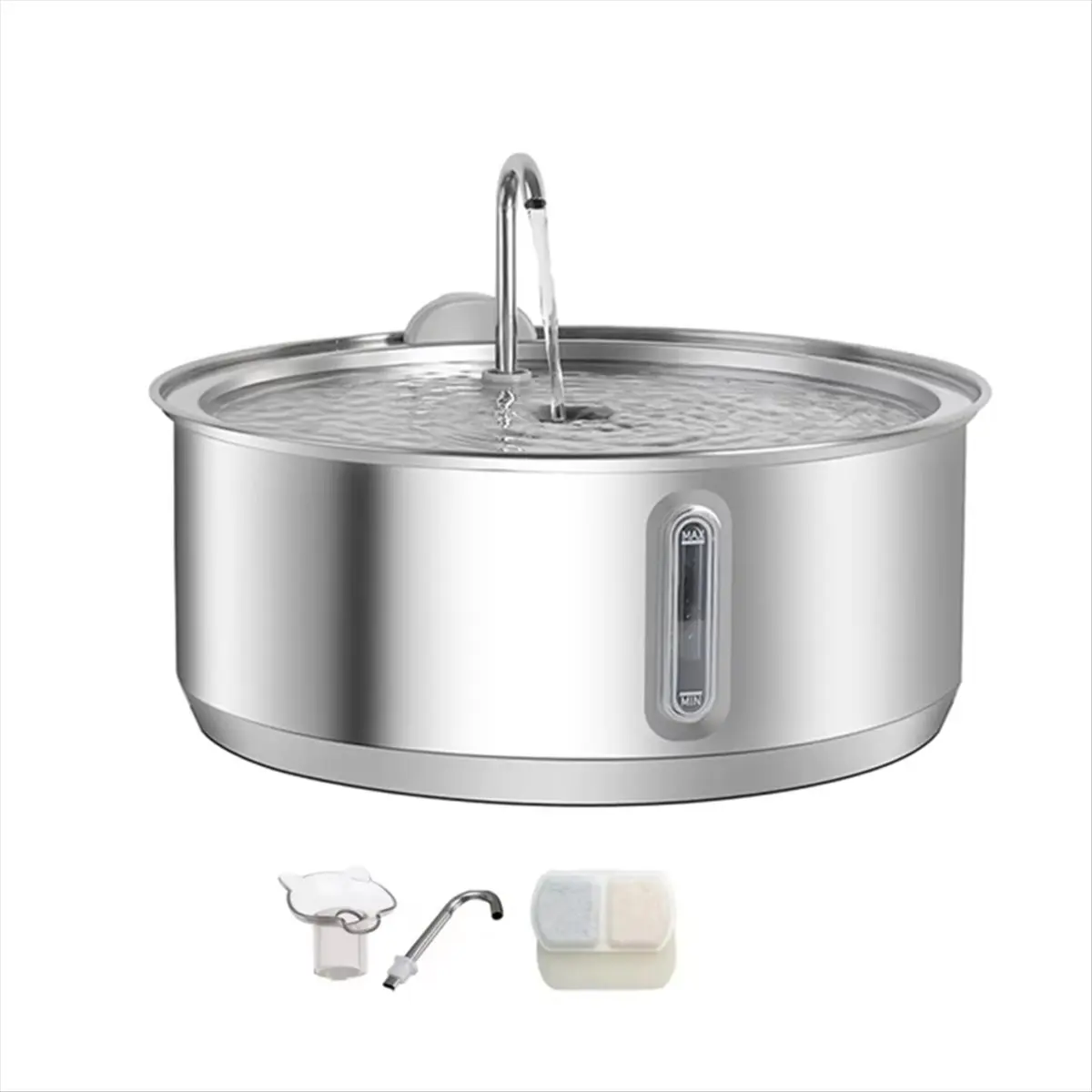 8L Large Capacity Stainless Steel Cat Water Fountain,Pet Water Dispenser with Filter,Dog Drinking Fountain for Cats