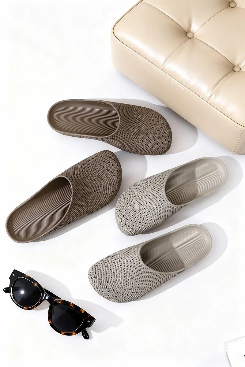 Sommerliche, atmungsaktive, leichte Herren-Clogs mit Belüftungslöchern, rutschfeste Outdoor-Slip-On-Sandalen, halb geschlossene Freizeitschuhe für die Arbeit. – Detail 12