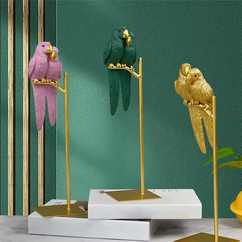 A68P-Parrot Sculpture Resin Parrot Statue Bird Animal Decoration Modern Entrance Desk Living Room Decoration