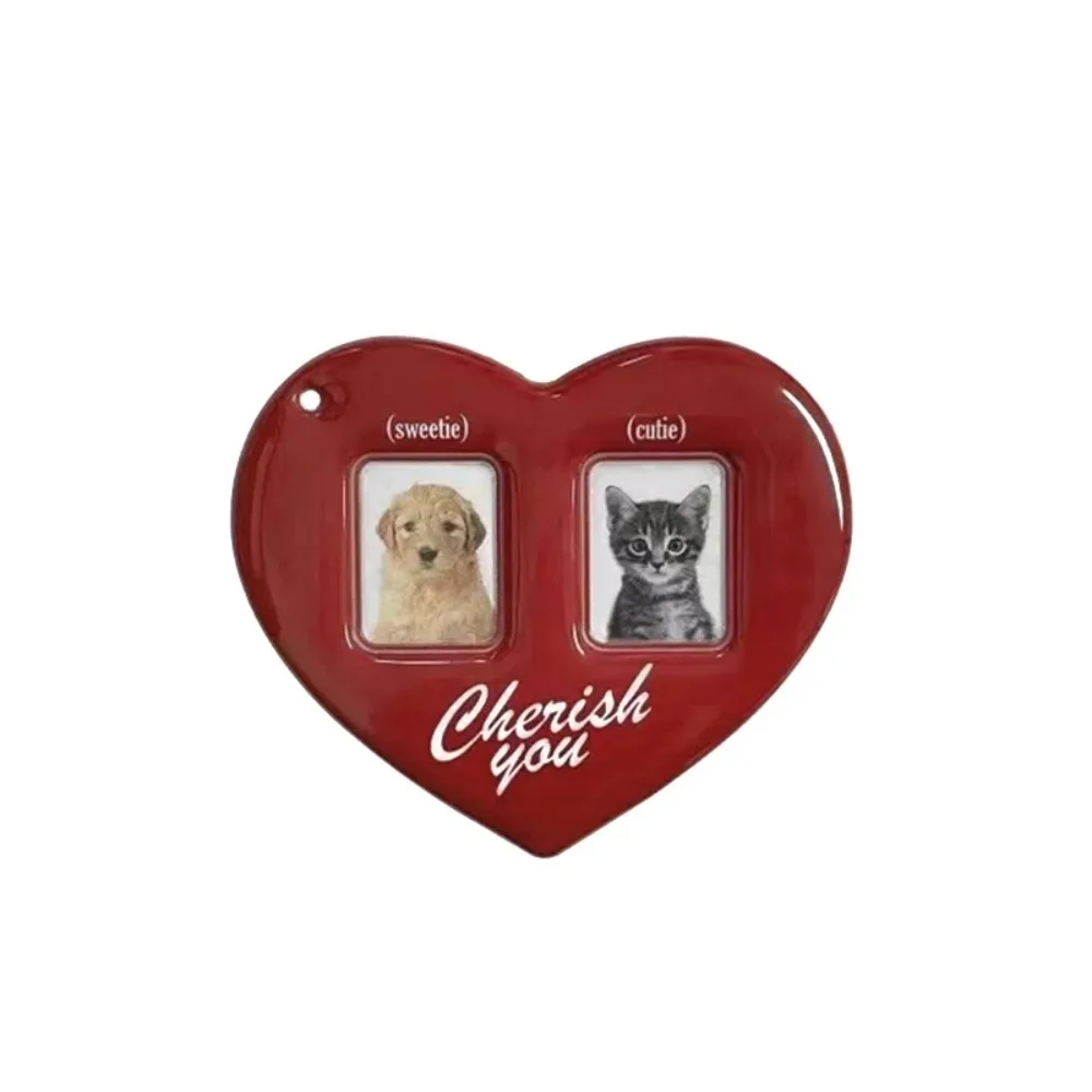 Durable PVC Photo Card Holder Love Heart Shape Korean Style Pendant Card Holder Idol Photo Frame