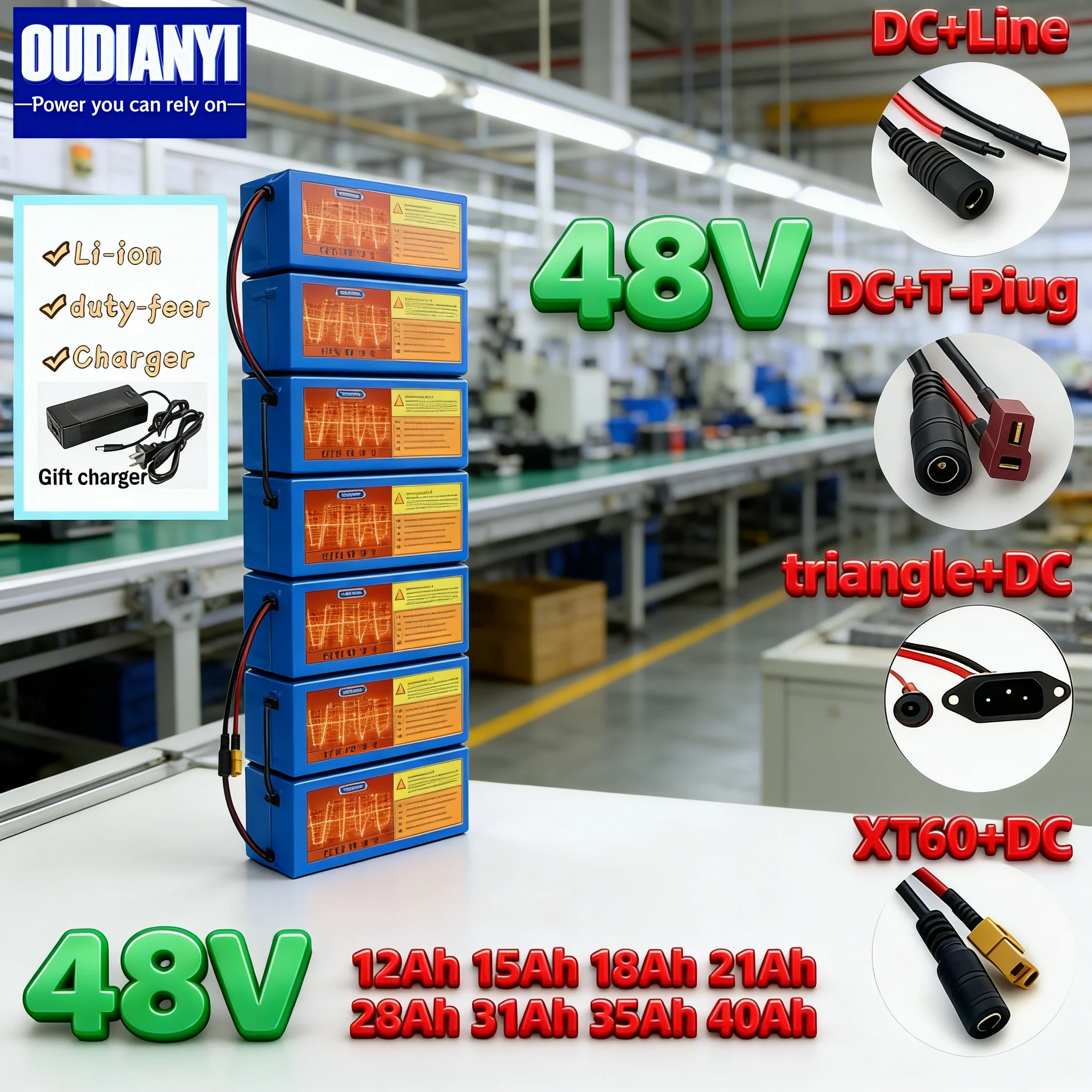 

Новая литий-ионная батарея 48В 12Ач/15Ач/18Ач/24Ач/31Ач/35Ач/40Ач с BMS 1500Вт для аксессуаров к электросамокатам 42В