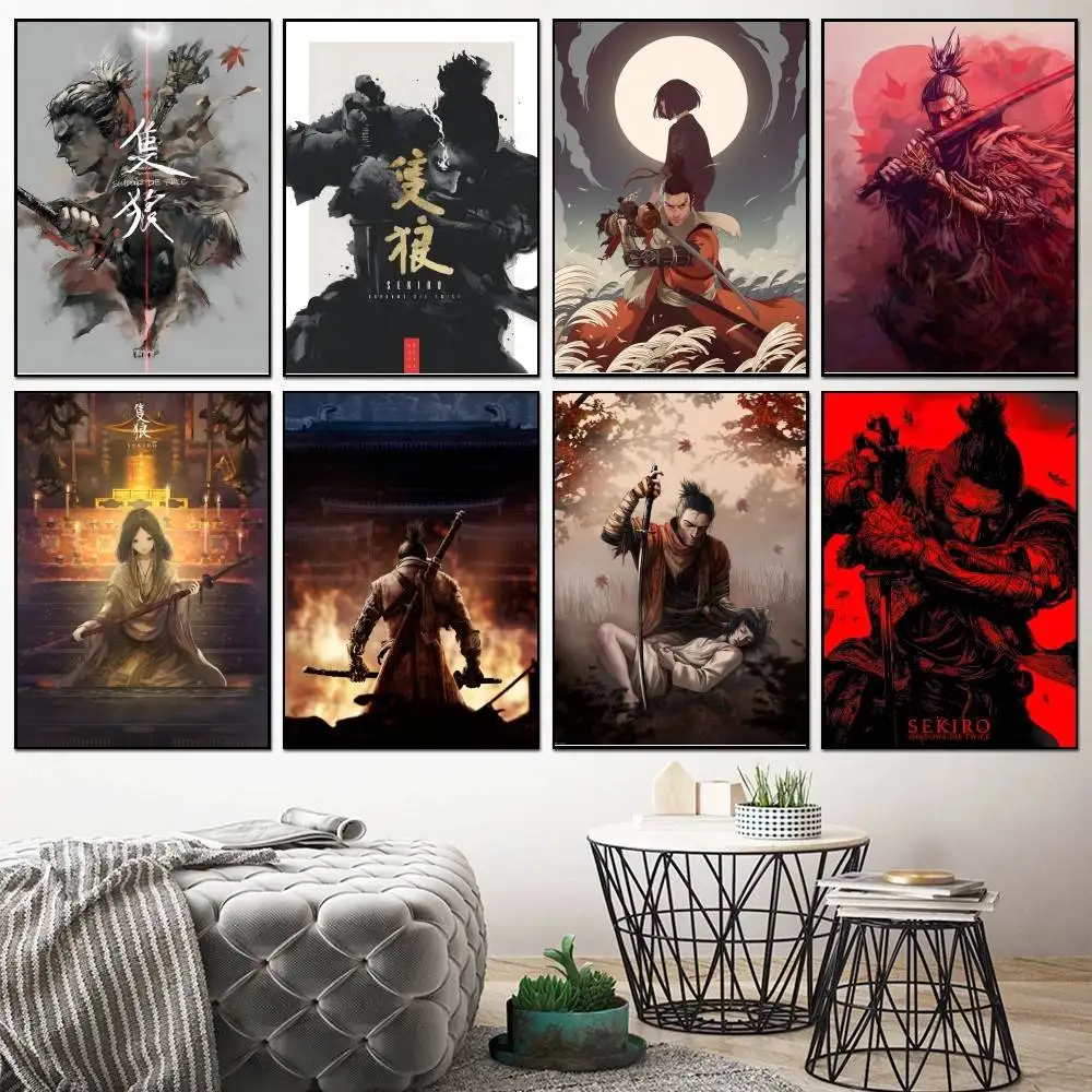 لعبة Sekiro Shadows يموت مرتين ملصق فني ذاتي اللصق مقاوم للماء ورقة ملصق مقهى بار غرفة جدار ديكور