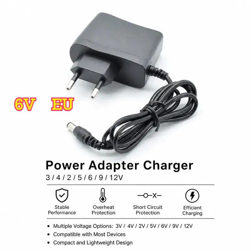 100-240V AC to DC Power Supply Adapter 3V 4.2V 5V 6V 9V 12V 1A 1000mA Charger Converter EU Plug 5.5x2.5mm 2.1mm for LED Light