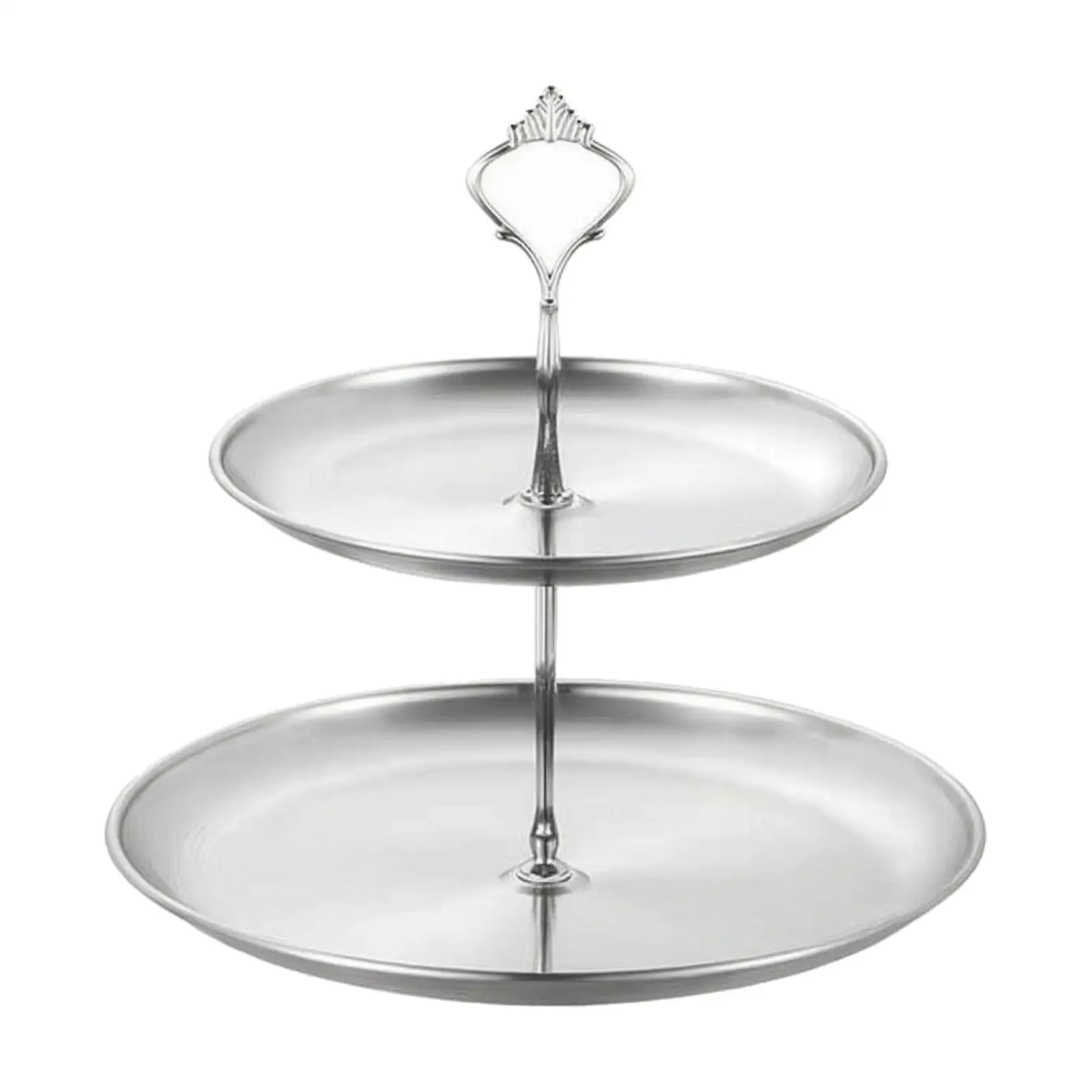 Decorative Round Tiered Serving Tray Stainless Steel Dessert Stand with Loop Handle for Party Table Centerpiece Snack Display