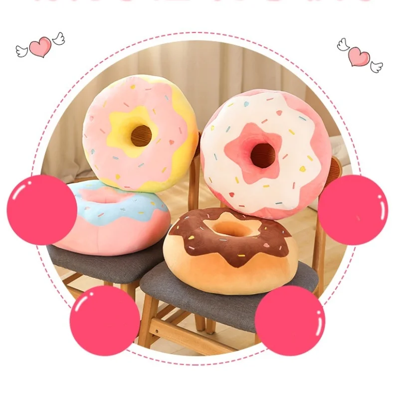 Donut Plush Pillow Like Real Ring Shaped Food Plush Soft Creative Seat Cushion Head Pillow Girls Gift Butt Pad Home Decoration