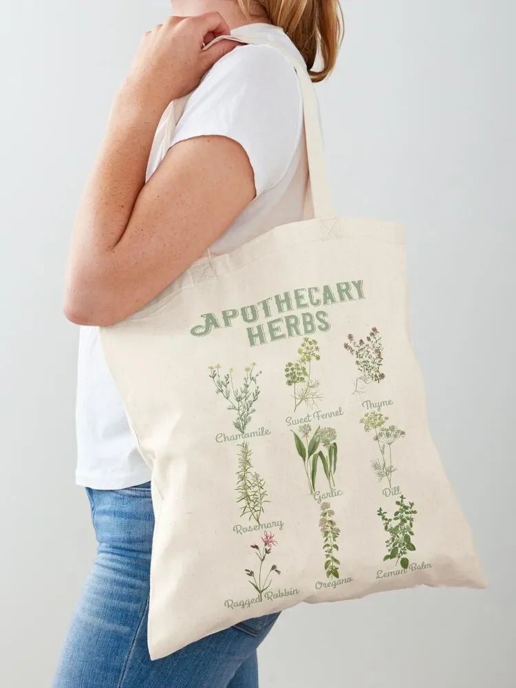 Apothecary Herbs Vintage Botanical Plants Cottagecore Tote Bag Shopper Lady bags shopper bag woman