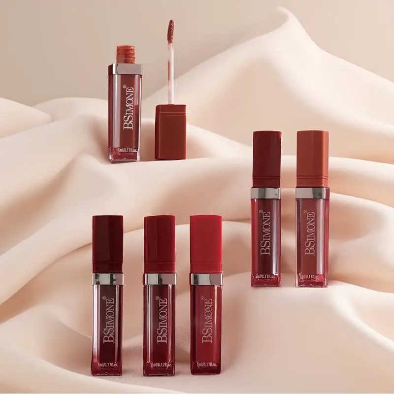 BSIMONE 매트 립 글로스 리퀴드 립스틱- 롱래스팅 방수, 성인용, 레드톤, 발색 용이
