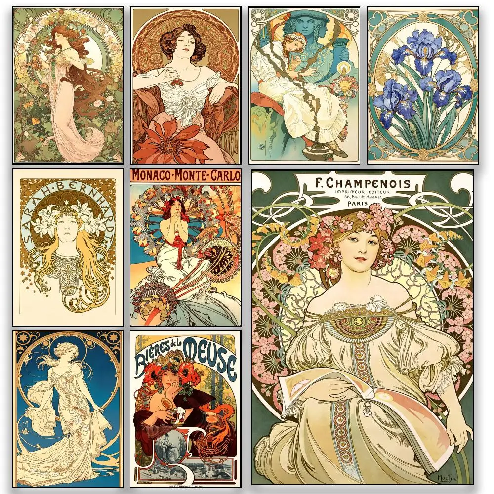 Artist ArtNouveau A-Alphonse Mucha Poster HD Wall Decor for Bedroom Living Room Dorm Bar Cafe Office Gift