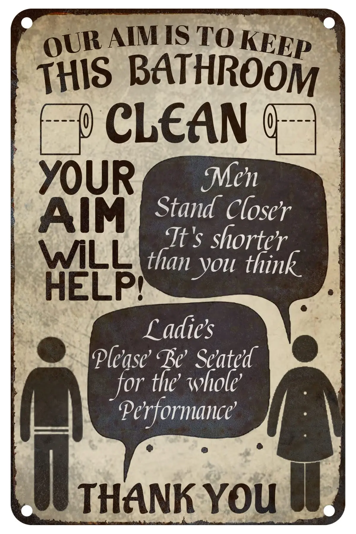 Bathroom Rules Tin Sign Our aim is to Keep This Bathroom Clean Toilet Paper Bathroom Sign Funny Metal Tin Sign Wall Decor