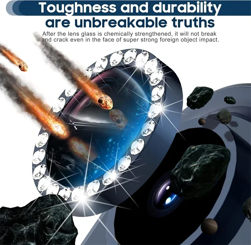 2-3 قطعة بلينغ الماس حلقة معدنية حامي عدسة الكاميرا آيفون 16 15 برو ماكس زائد 12 Mini 16Pro بريق غطاء من الزجاج المقسى