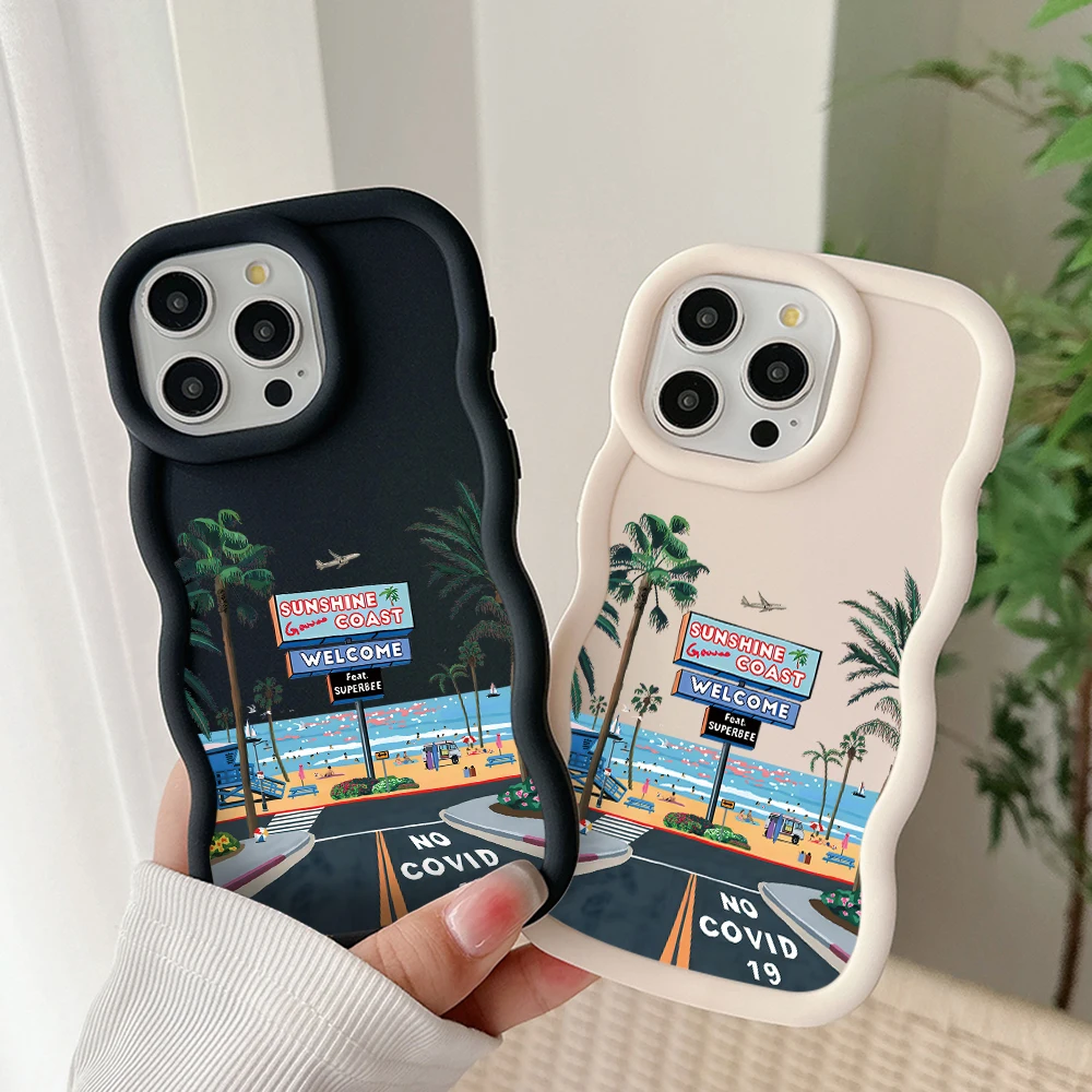 Summer beach tourist scenery Phone Case for IPhone 15 14 13 12 11 Pro Max XR XS X 7 8 Plus SE20 Candy Color Soft TPU Back Cover