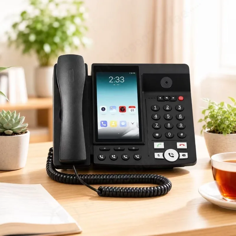 4G Android Wireless Desk Phone, 5.5 Inch Screen, WIFI Video Call, Smart Fixed Telephone, Home Office Communication Device