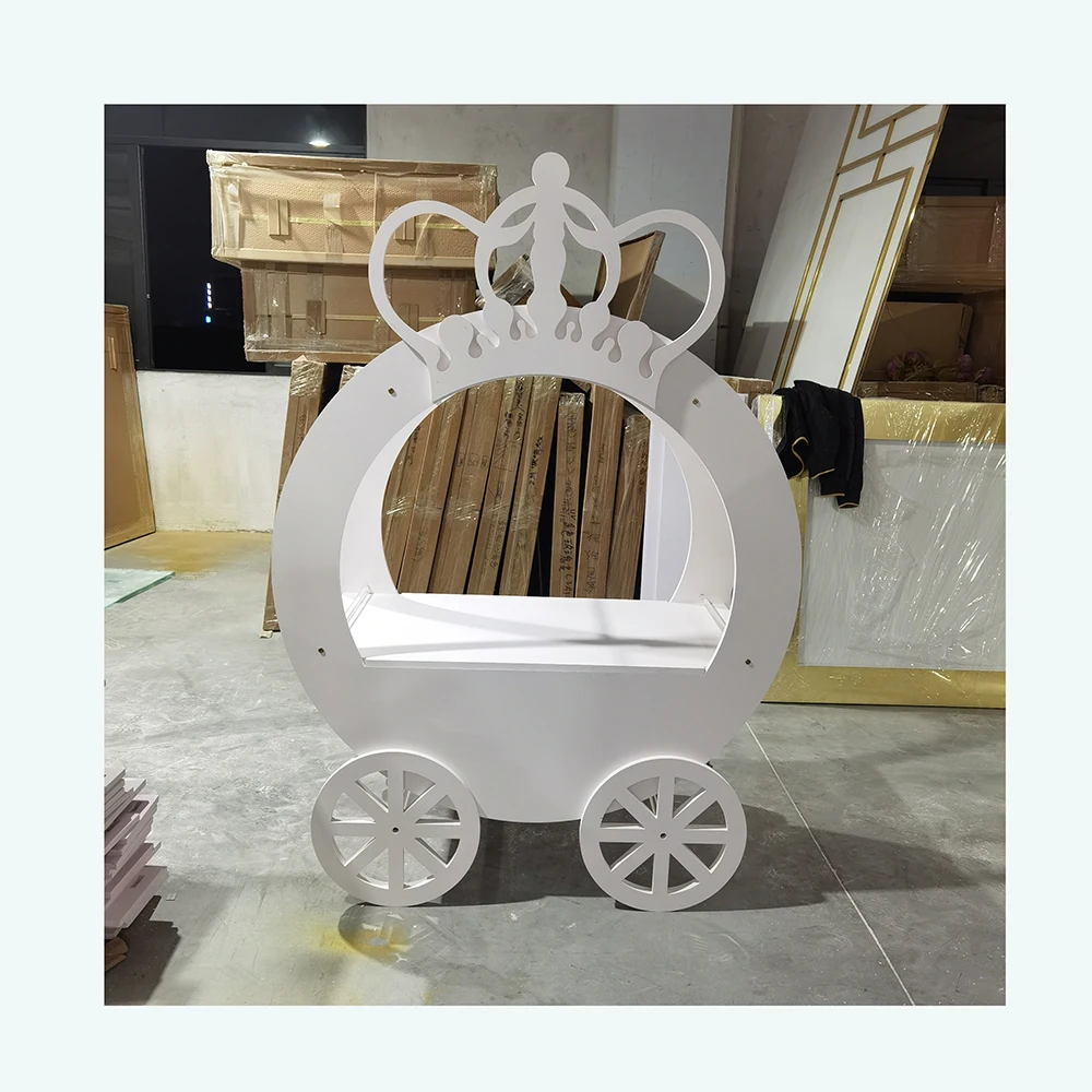 

Cute Design Baby Shower Dessert White Candy Cart Display Sweet Cart For Wedding Event Decoration