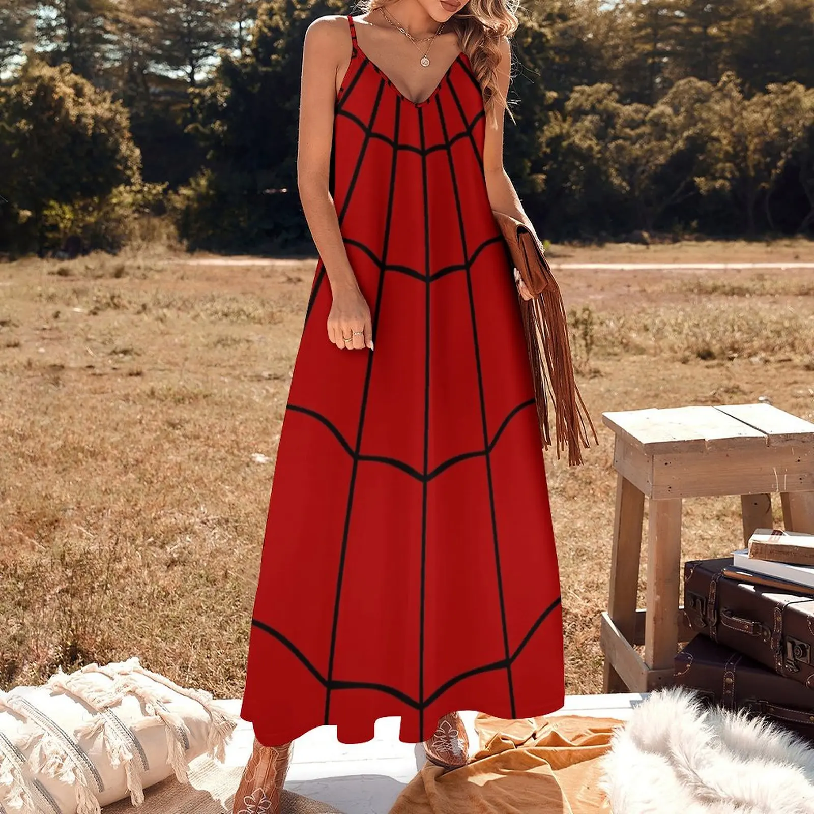 Spider Web - Red Sleeveless Long Dress Dresses for wedding party Elegant gowns Dress