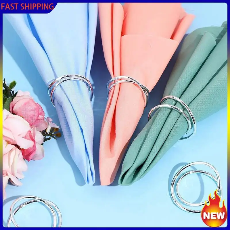 Hot Trend-72Pcs Metal Spiral Napkin Ring Buckles Simple Napkin Rings For Weddings Reception Dinner Party Buffet Table Decor Gold