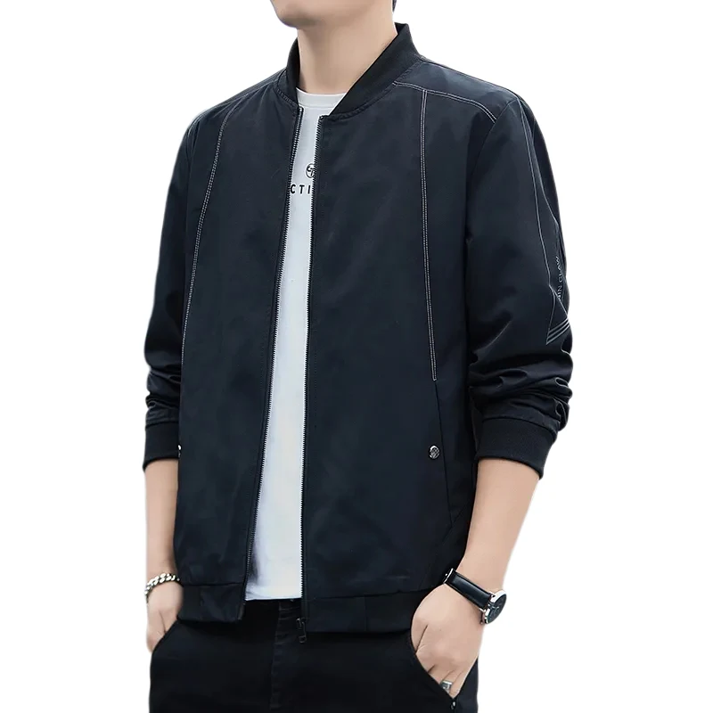 Chaqueta Nueva para Hombre, Corte Hoado, Cuello Alto, Estilo Béisbol, Casual, Moderna, Primavera-Otoño, Estilo Urbano, Mang...