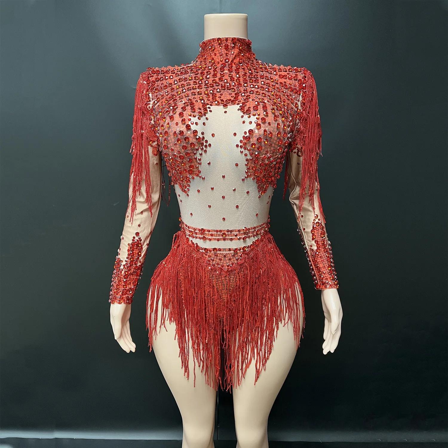 

Реальные фотографии, женский купальник из спандекса с блестящими стразами и кисточками, бальное платье для соревнований, сценические костюмы для ночного клуба