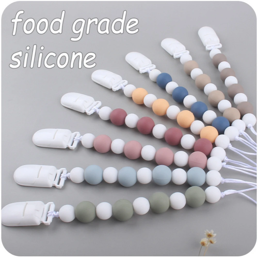 

New Silicone Pacifier Chain-Comfort Babies Big and Small Beads for Chewing Teething Relief Anti-Drop Design Baby Accessories