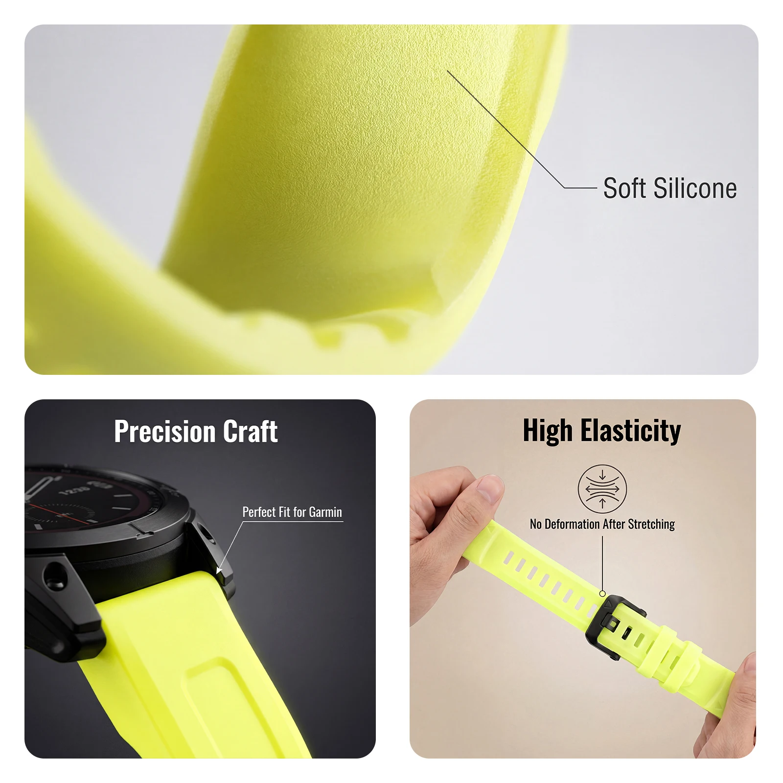 3PCS,22/26mm Luminous Watch Strap For Garmin Fenix 6/6X/7X/Fenix 8 (51/47mm), Fenix 5X/5X Plus/6X Pro Unisex Sports Band - view 3