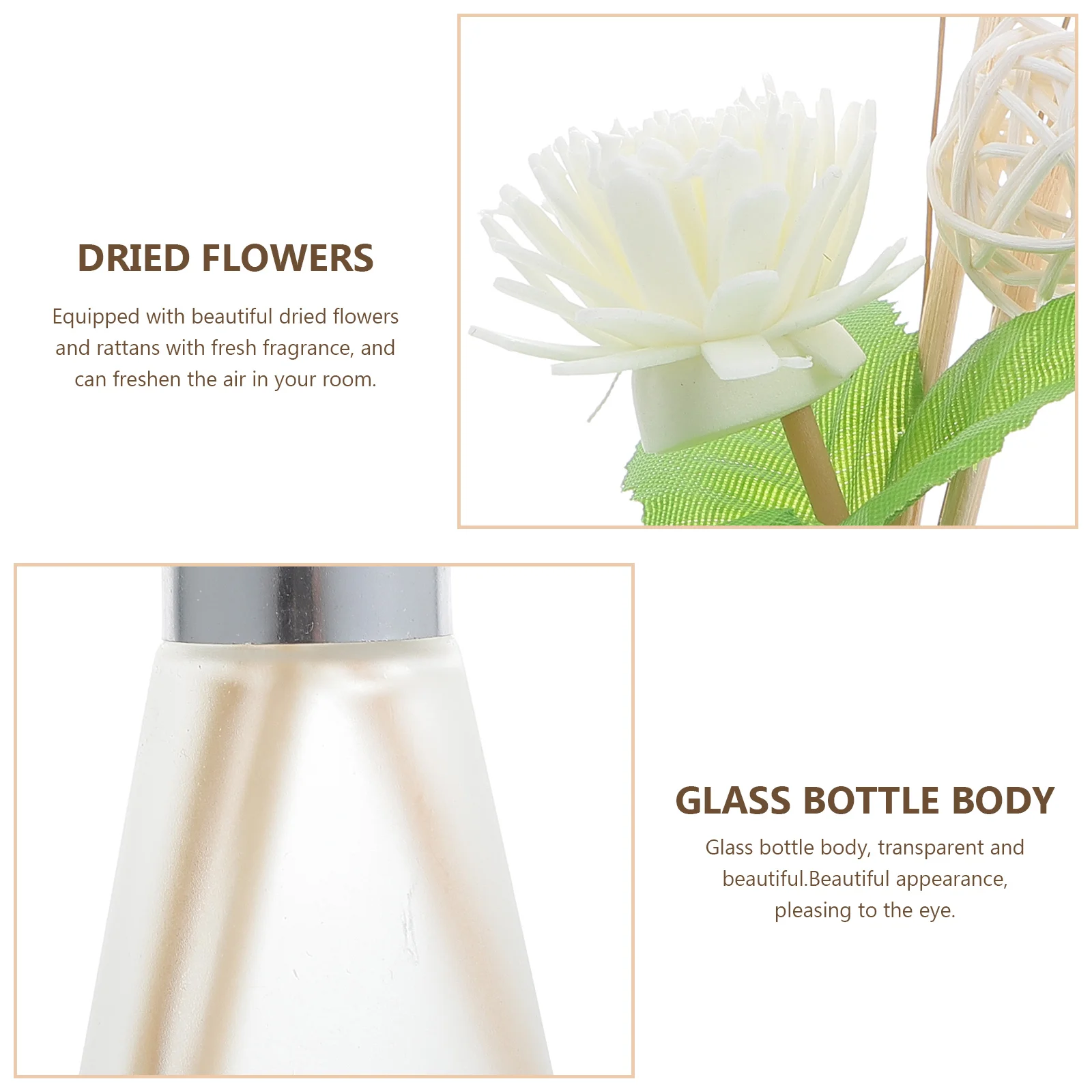 

3 Pcs Aromatherapy Dried Flower Rattan Essential Oil Diffuser Bottle Home Decor