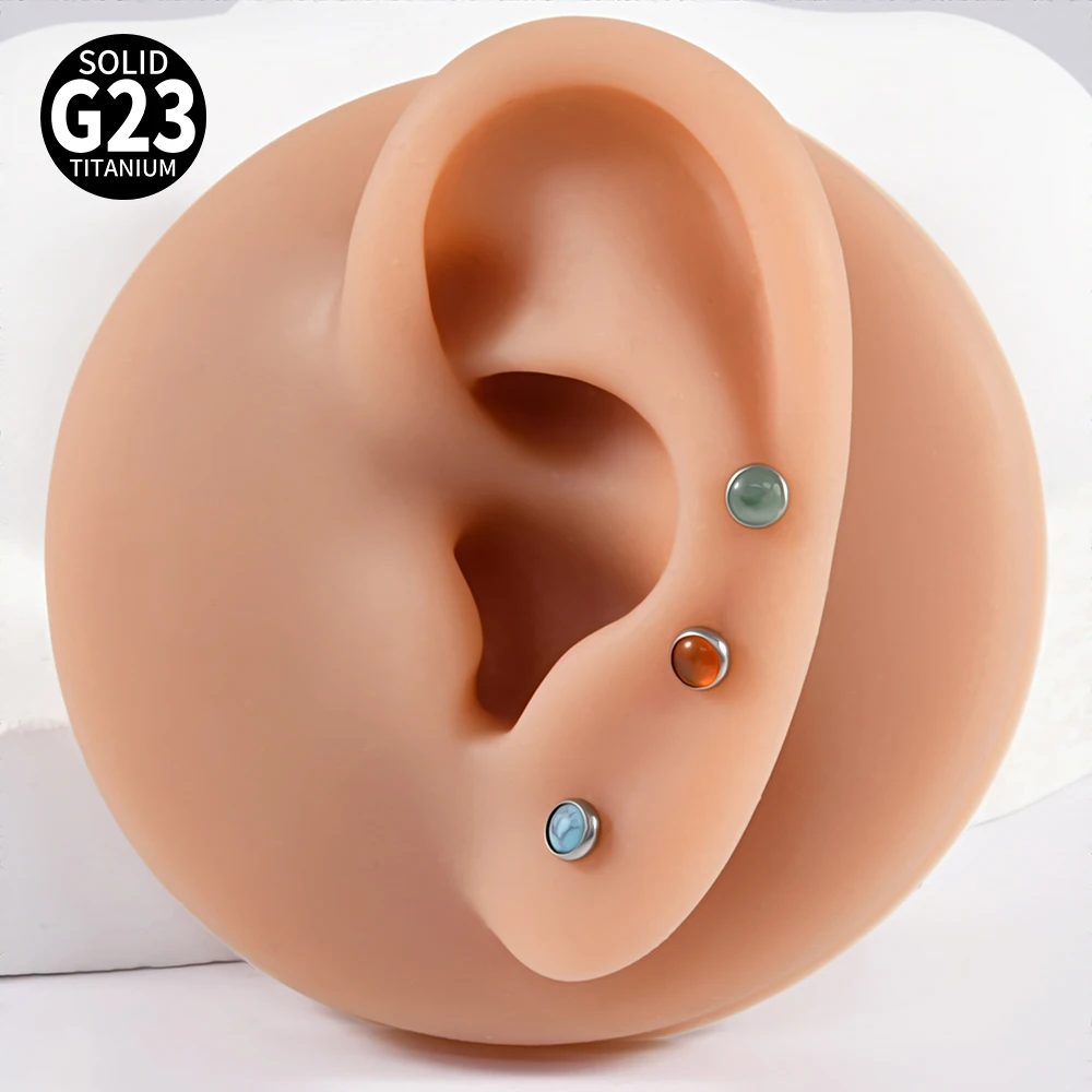 1 قطعة 16 جرام G23 التيتانيوم كريستال والحجر و قذيفة شقة الظهر Labret الشفاه مربط الأذن الزنمة الغضروف اللولب القرط هيئة ثقب المجوهرات