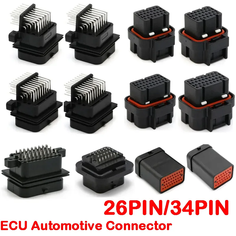 1/10/50 PCS 26/34pin AMP Waterproof Automobile Connector PCB To Board ECU Plug Domestic Needle Bender 6437288-3 4-1437290-0