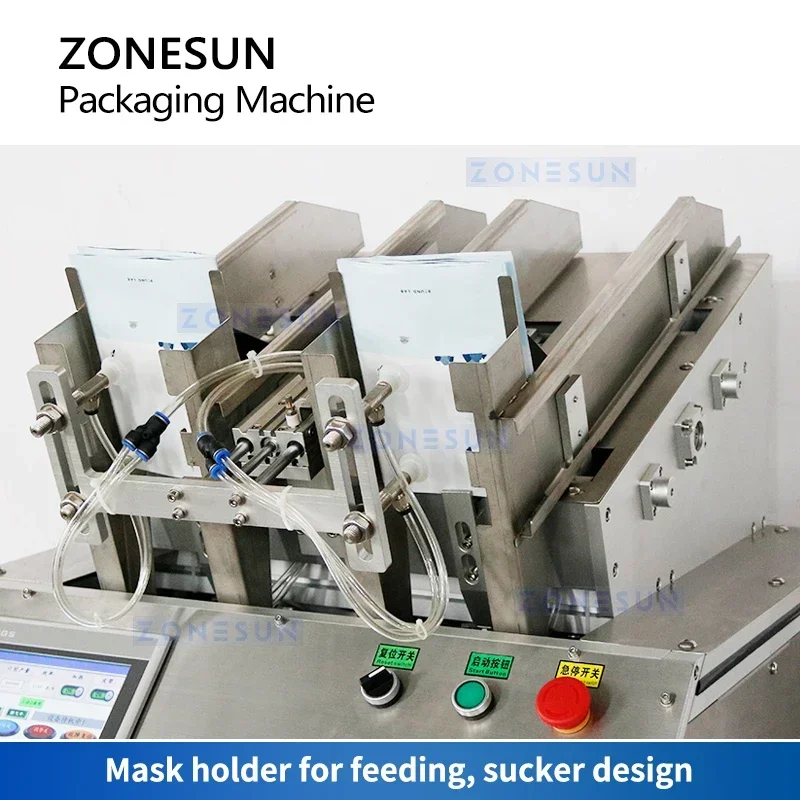 ZONESUN-mascarilla Facial automática, embalaje Vertical de bolsas de llenado de líquidos, máquina de sellado, máscara de pie, bomba magnética, ZS-MS2TGF de codificación de fecha
