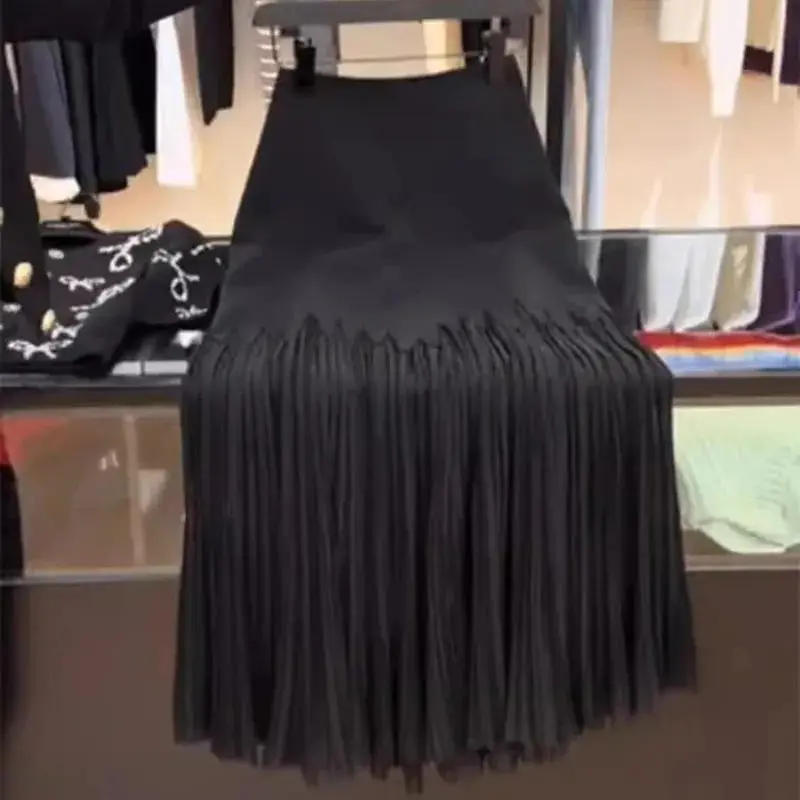 

Новая летняя французская плиссированная юбка, женская модная лоскутная юбка с высокой талией, тонкие летние офисные женские юбки, однотонные трапециевидные юбки Jupe