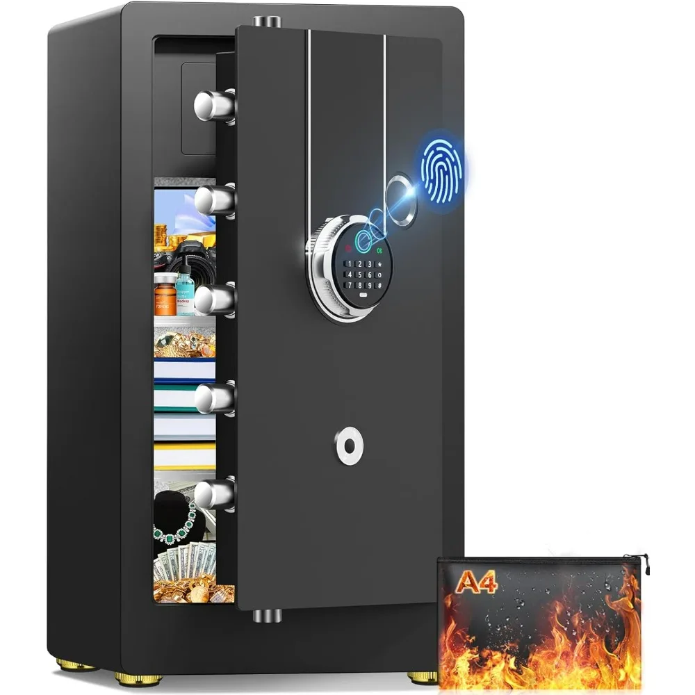 

Сверхмощный биометрический огнестойкий сейф 8,8 куб. футов с огнестойкой водонепроницаемой сумкой, большое хранилище документов с скрытым дном