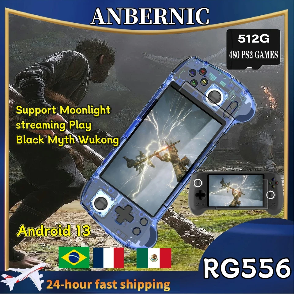 ANBERNIC RG556 Console de jeu portable rétro 5.48 pouces AMOLED grand écran BT5.0 Android 13 système 1080*1920 lecteur de jeu vidéo