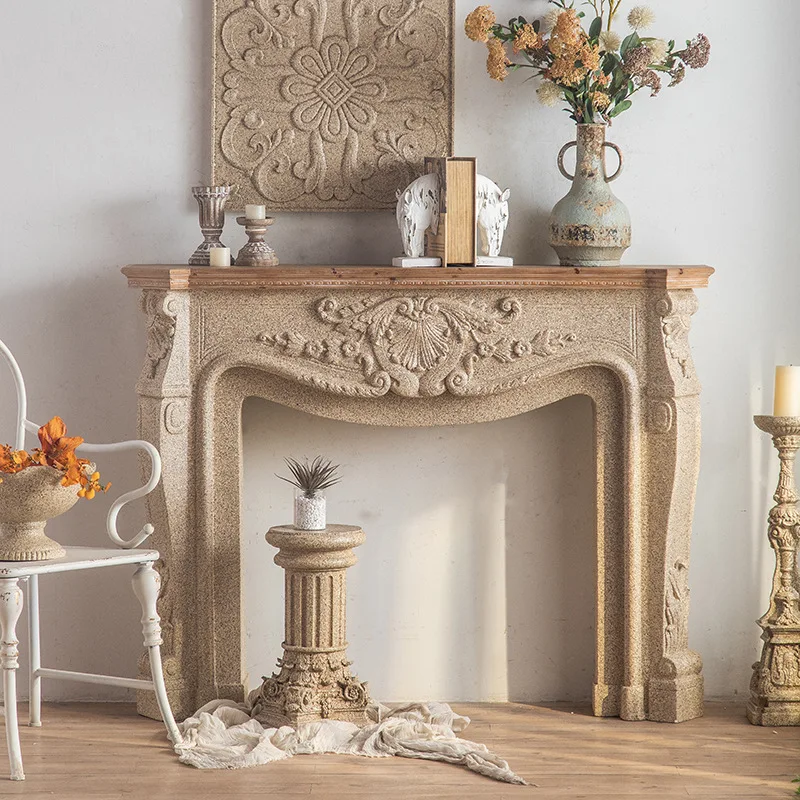 HYS American vintage stone fireplace rack for entryway living room, imitation marble entryway frame, wedding decoration