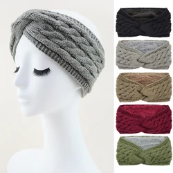 Winter Warm Plush Knitted Headband for Women Thickened Warmer Ear Hairband Woolen Knitting Elastic Turban Bandage Hair Band