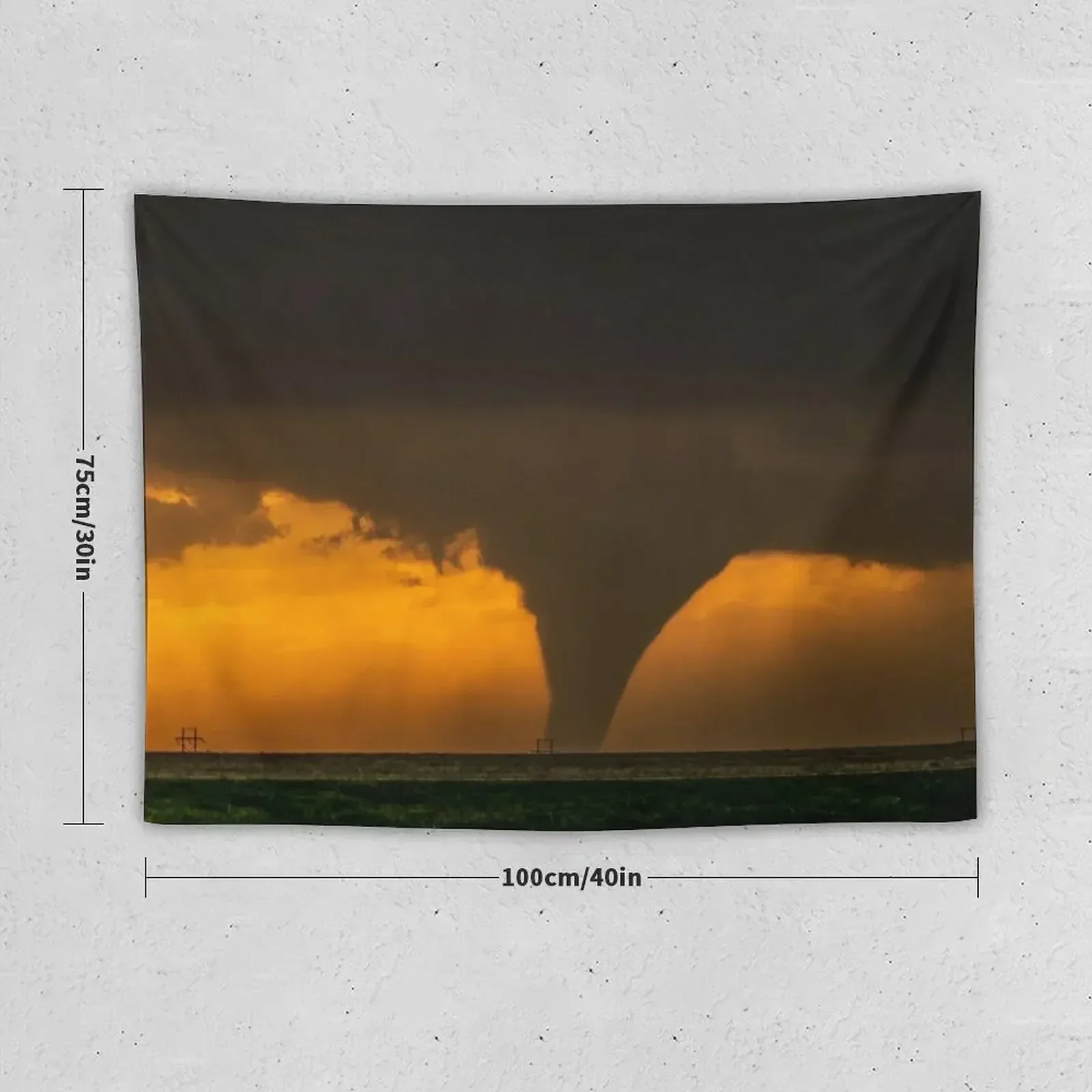 Silhouette - Large Tornado Rumbles Over Kansas Tapestry Carpet Wall Room Decorations Tapestry