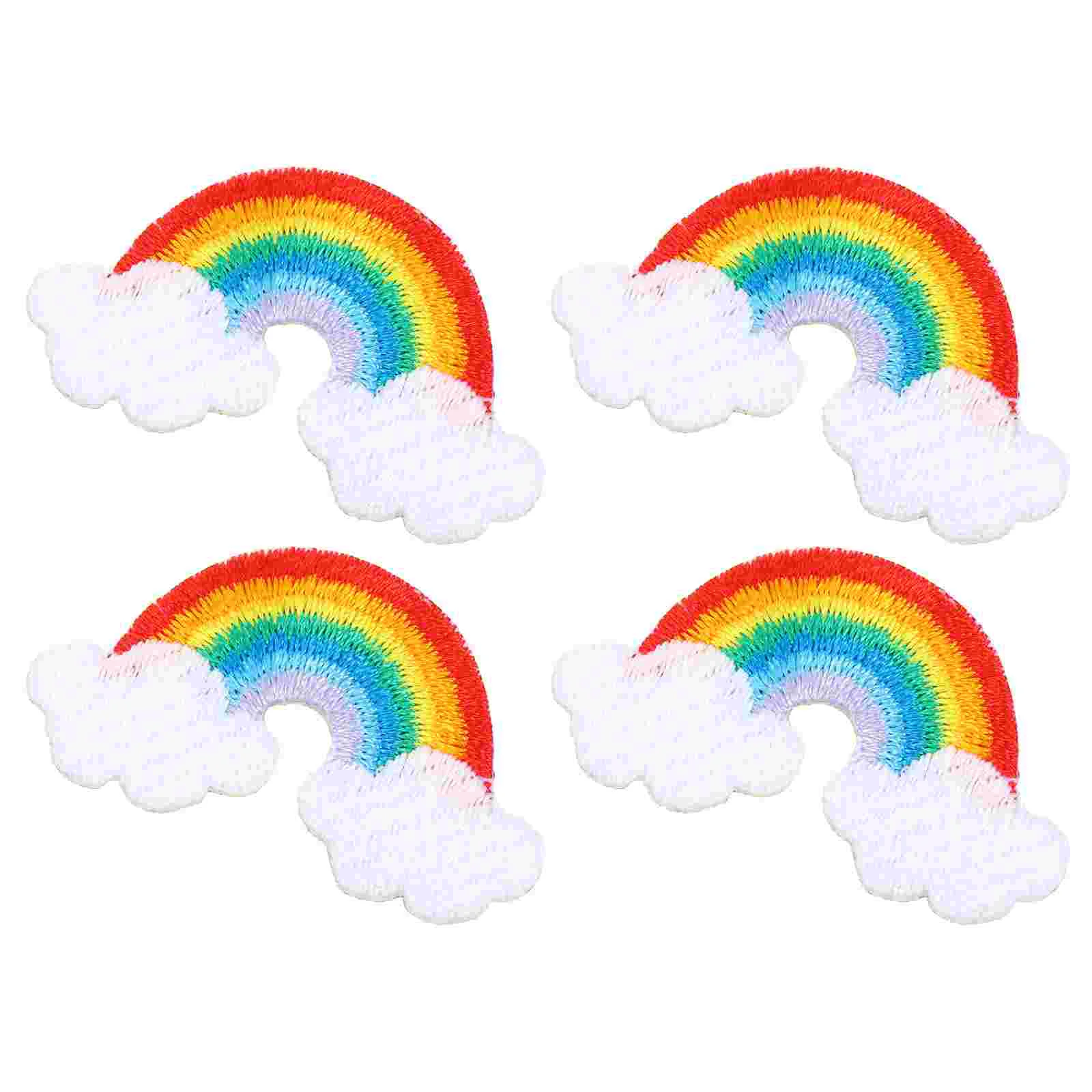 4 Pcs Rainbow Cloth Stickers Garment Accessories Clothes Patches Clothing DIY Embroidered Appliques Retro Decor Embroidery