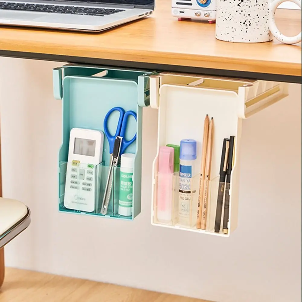 

Self-Adhesive Under Table Drawer Space Saving Slide Out Stationery Storage Box Easy To Install Large Capacity Desk Pencil Holder
