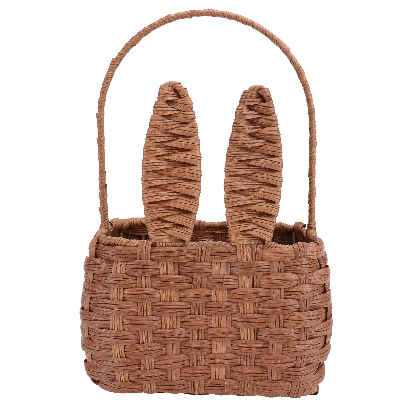 

Portable Picnic Simulation Rattan Woven Storage Basket Home Decorative Bunny Rabbit Ears H held Creative Multi Purpose Storage