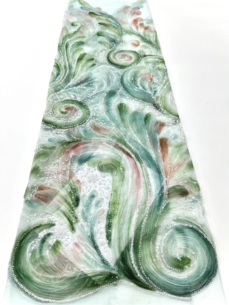 

Luxury African Beaded 2026 High Quality Nigerian Sequins With Pearl Lace French Tulle Lace Fabric For Party Dress Sewing