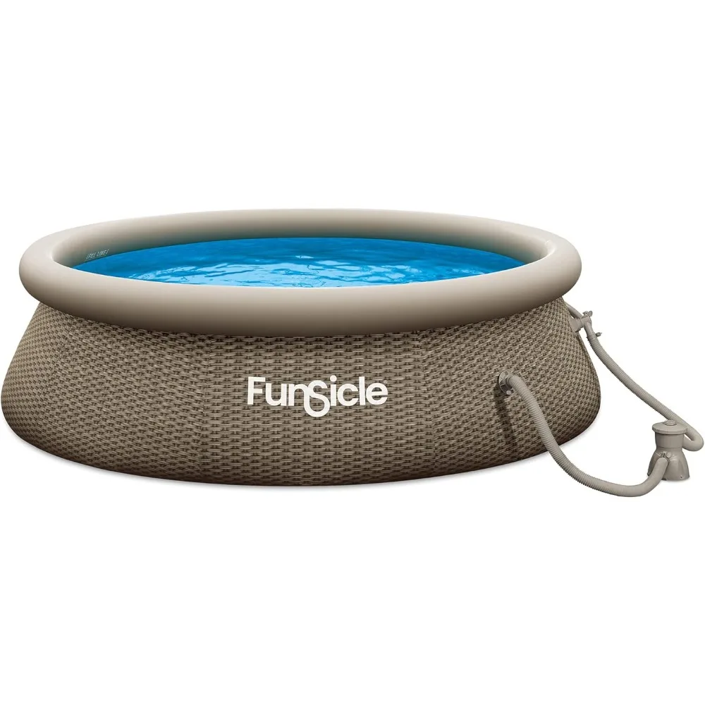 Funsicle QuickSet Round Inflatable Ring Top Outdoor above Ground Swimming Pool Set with Filter Pump